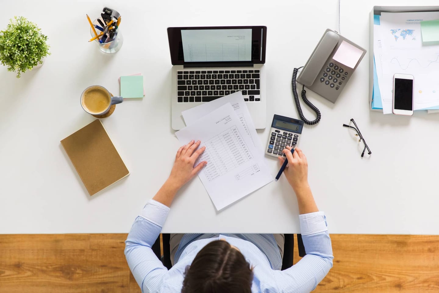 Accountant reviewing a tax return at a desk