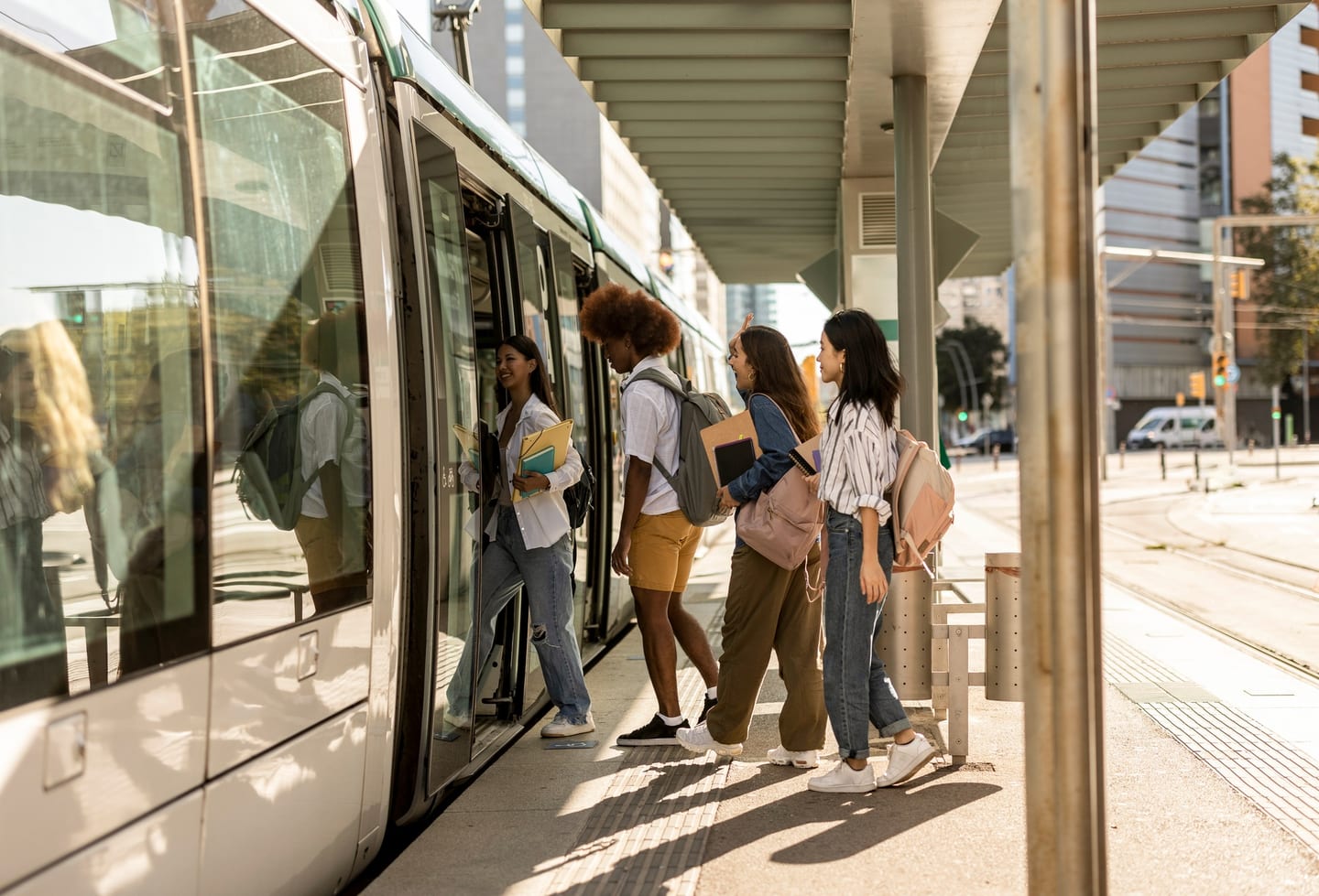 Passengers on a city bus