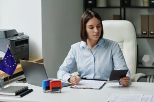 Specialist making documents for visa